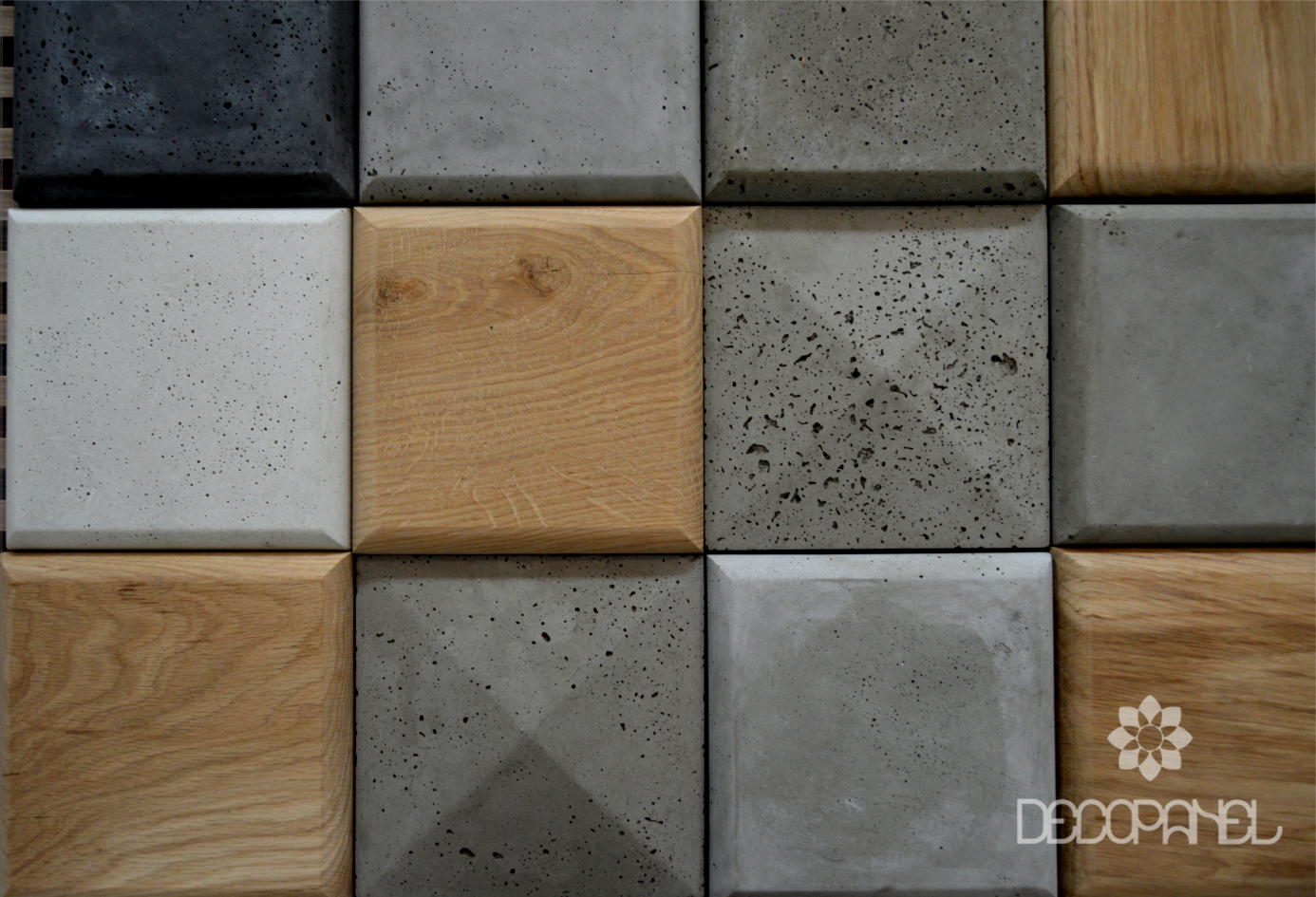 beton i drewno, panele 3d, decopanel, triangle, square