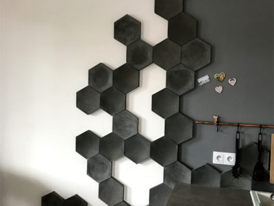 heksagony decopanel, beton architektoniczny 3D, szare heksagony
