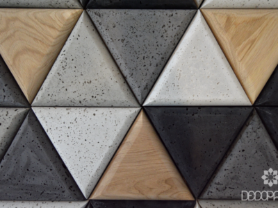 triangle decopanel, beton architektoniczny drewno, trójkąty 3D